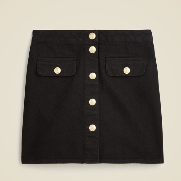New J.CREW Sz 0 Button-Front Denim Mini Skirt in Black Wash $128 - Picture 2 of 5